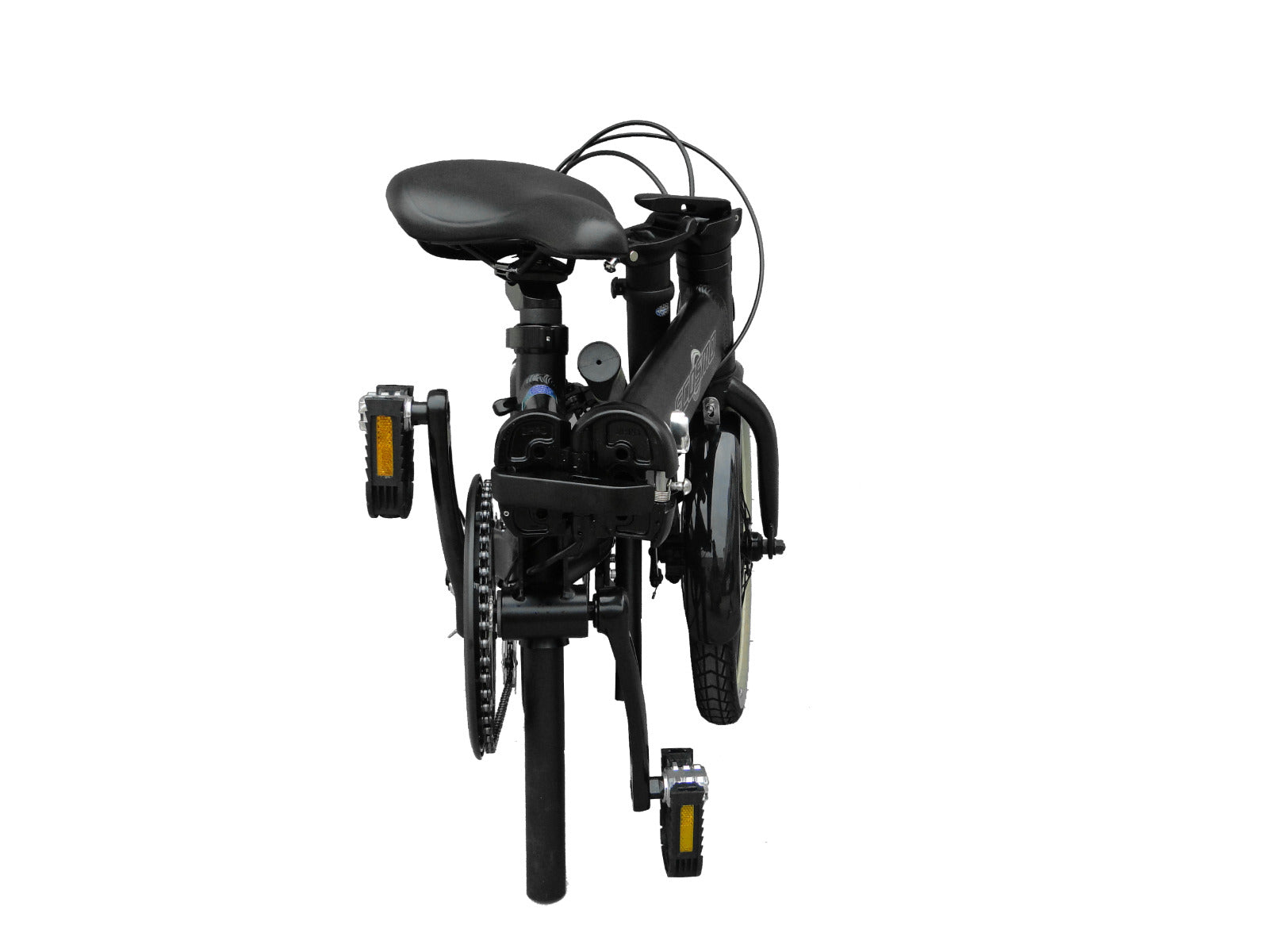 Folding Bicycle Ecosmo 16" Wheel Black Alloy 6SP Shimano Gear, DualDisc-16AF02BL
