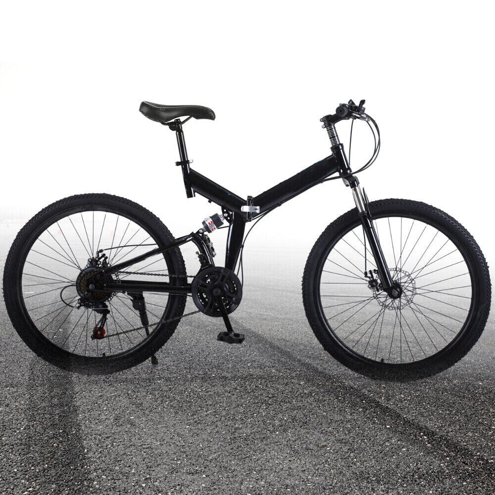 26" 21-Speed Folding Mountain Bike Foldable Bicycle Disc Brake Mountain Bike NEW