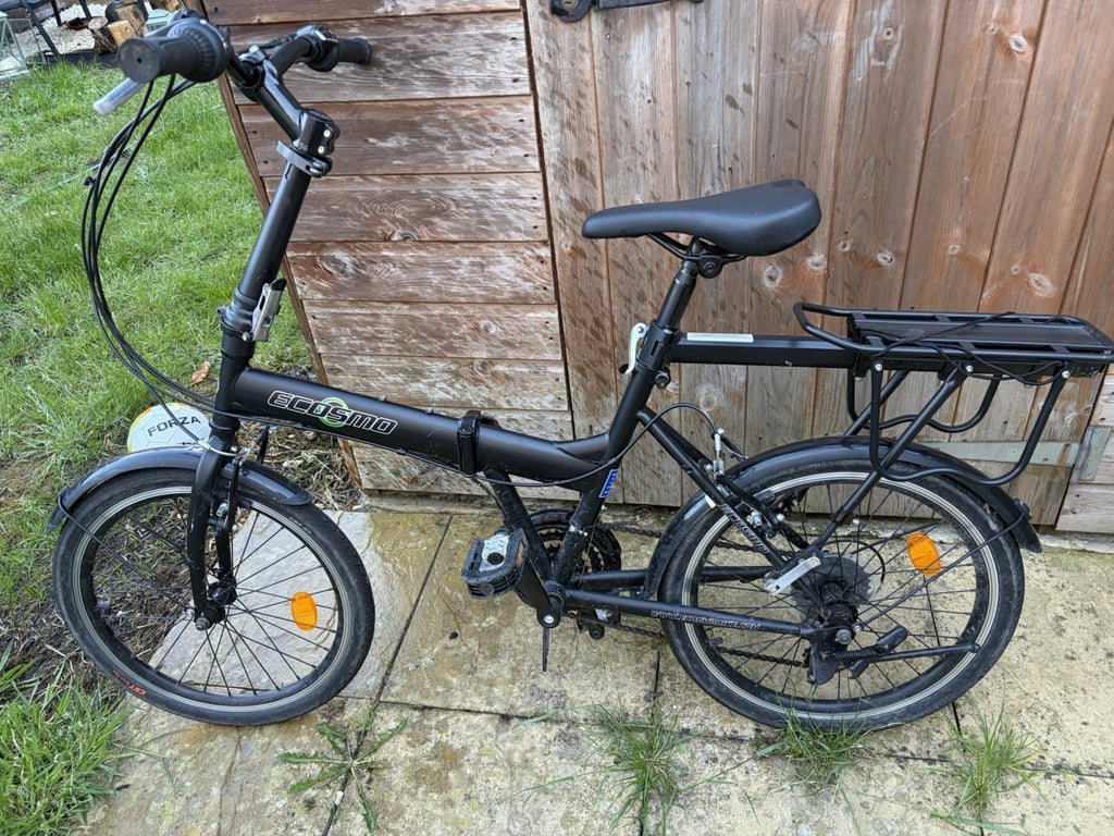 Ecosmo 20 in Folding Bike Black, Rear Rack, Mudguards, Reflectors