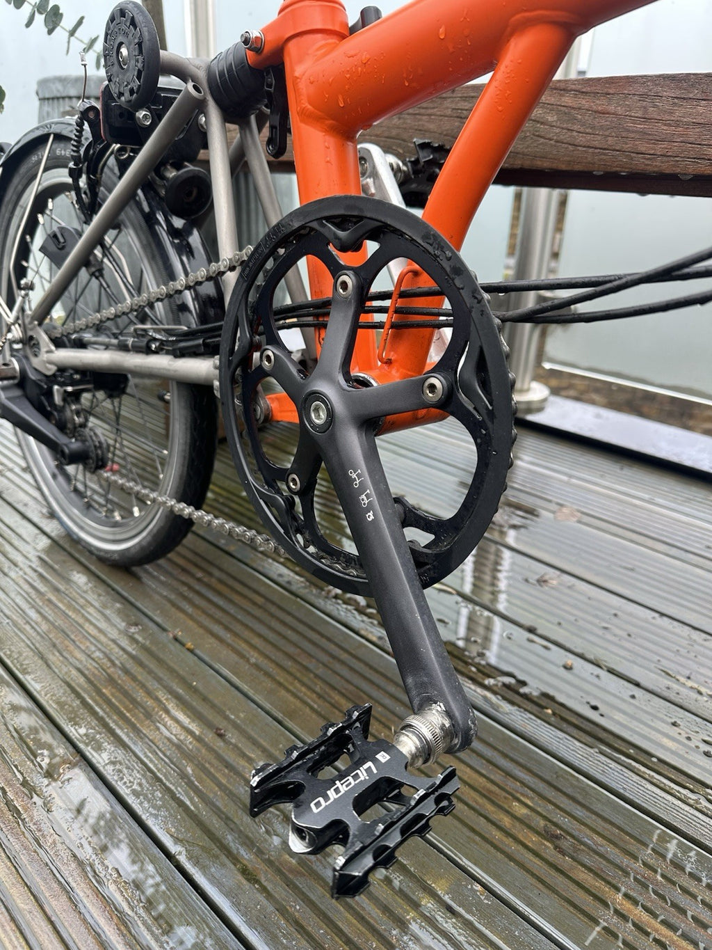 Brompton S6L Titanium Superlight model in blue folding commuter bike