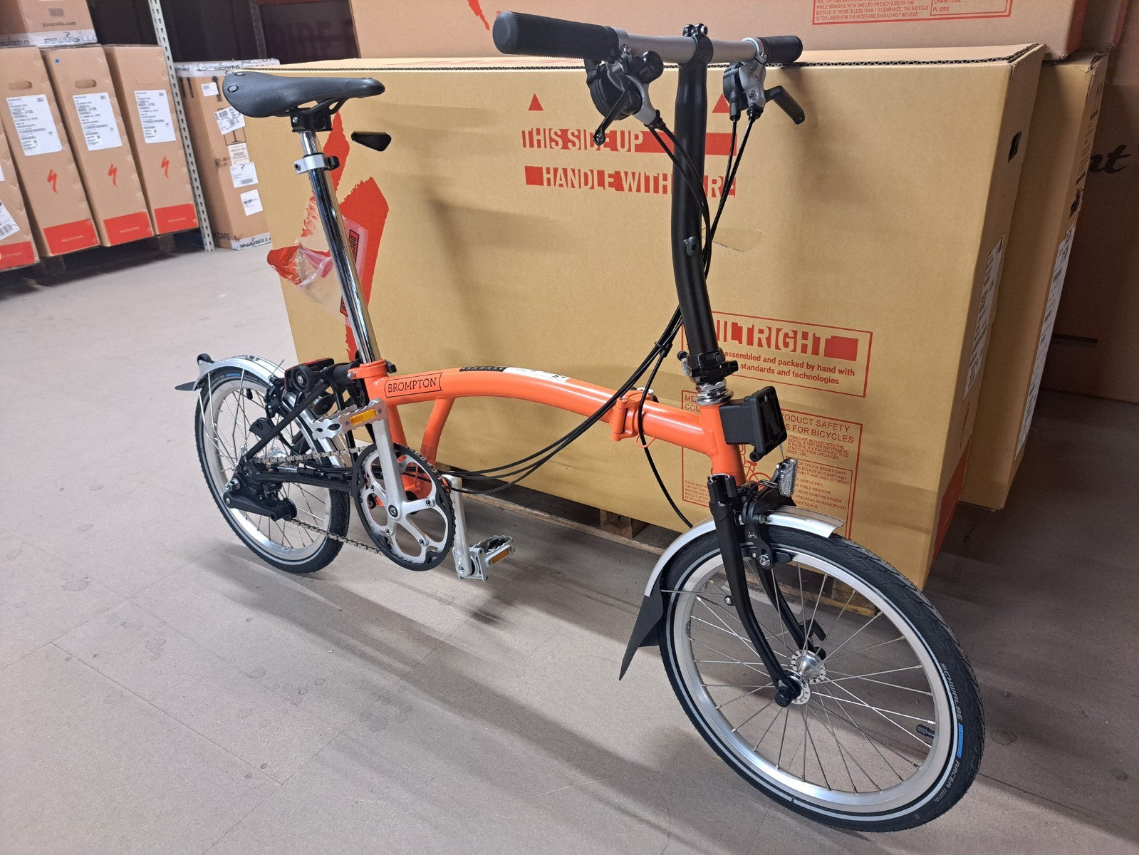 Brompton C-Line Explore Low bar Folding Bike Fire Coral