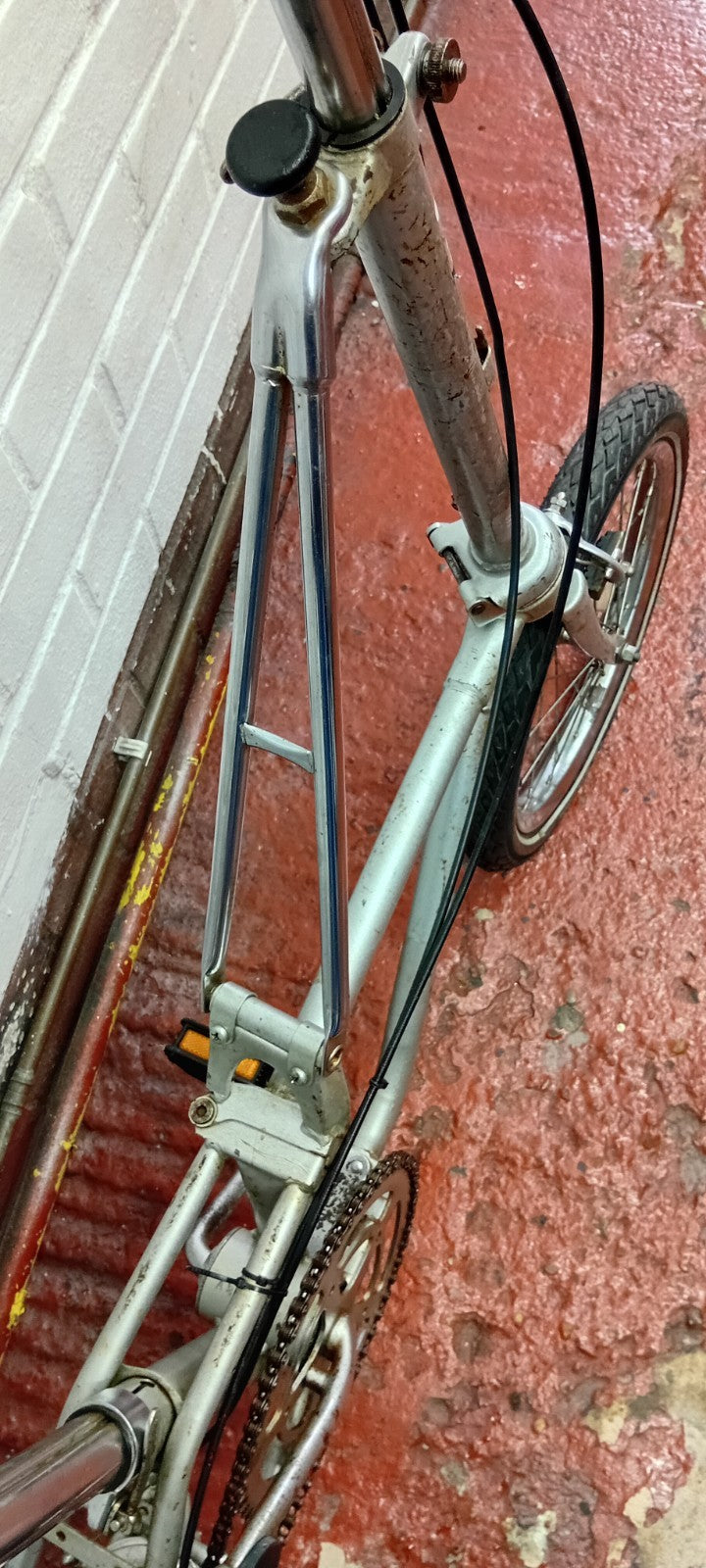 Silver Steel Folding Bike 20 in Wheels 1 Speed Riser Bars Rim Brake 24 cm