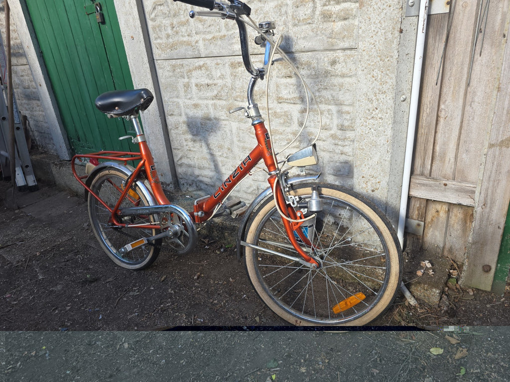 Cinzia Vintage Folding Bicycle Orange Frame Made In Italy 1980s Used Condition