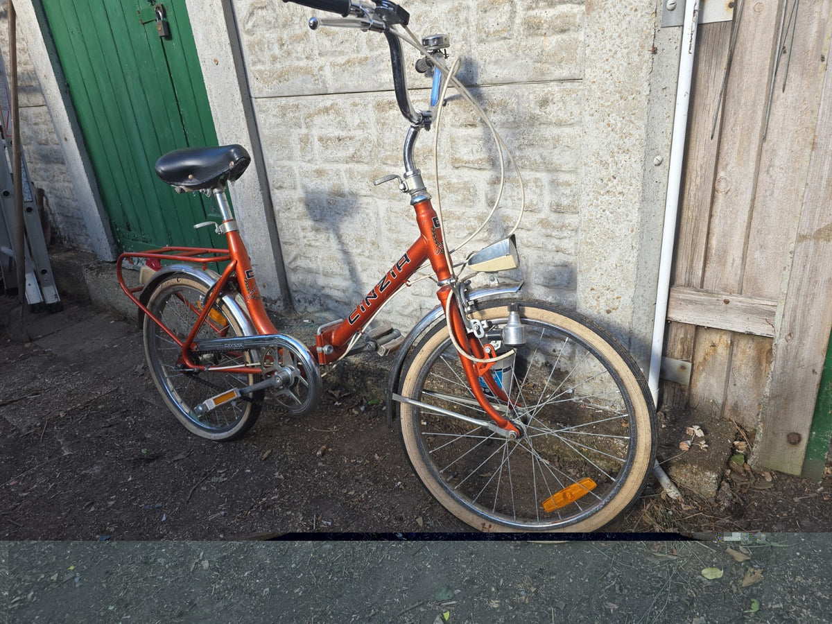 Cinzia Vintage Folding Bicycle Orange Frame Made In Italy 1980s Used Condition