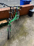 Mans  Green Folding bike with lock