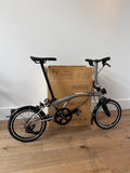 Brompton T Line Folding Bike 4-Speed 16in Wheels Titanium Blasted Titanium