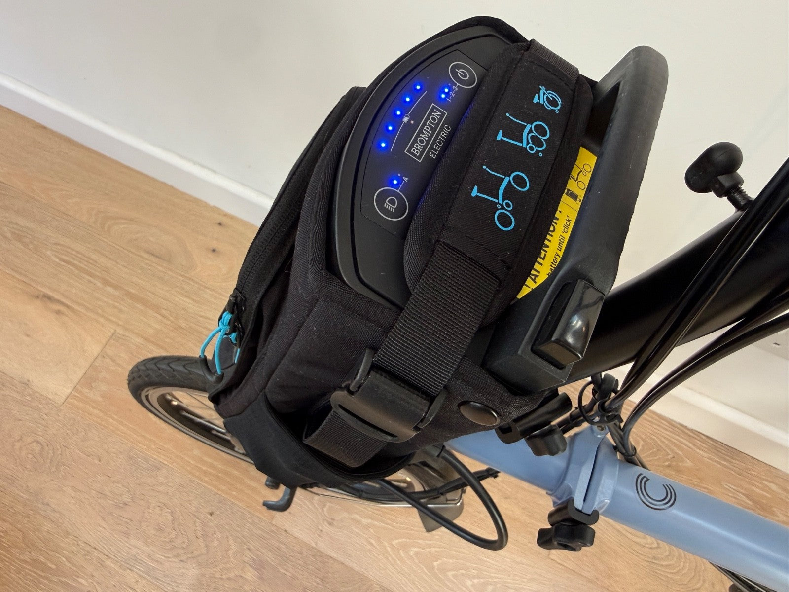 Brompton Electric C Line 6 Speed 2023 Cloud Blue Brooks Saddle - High Haddlebars