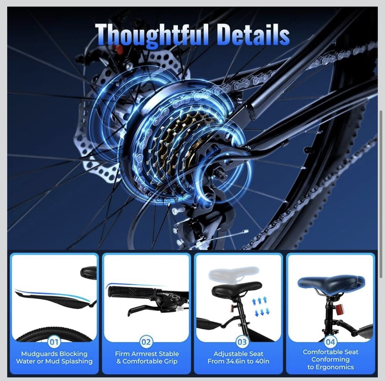 21-Speed Folding Mountain Bike Foldable Bicycle 26" Portable Adult Mountain Bike
