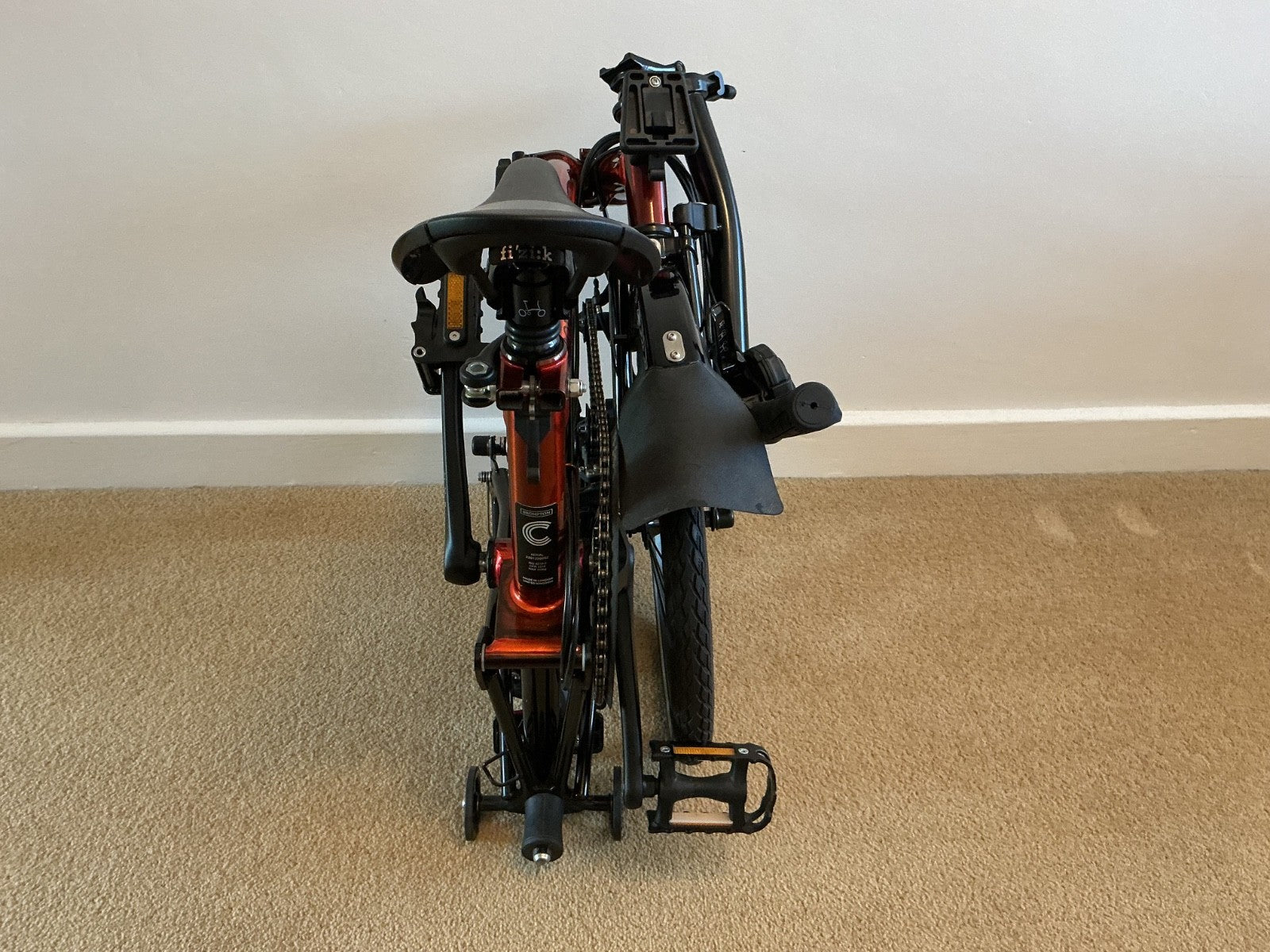 Brompton C Line Flame Red Lacquer low bar 6 speed