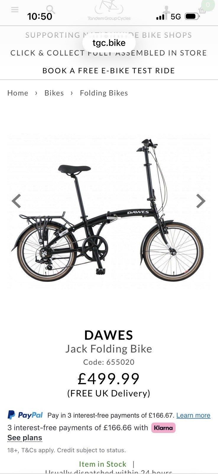 Dawes Jack 20 Folding Bike Black - Brand New Never Used . 2 Available