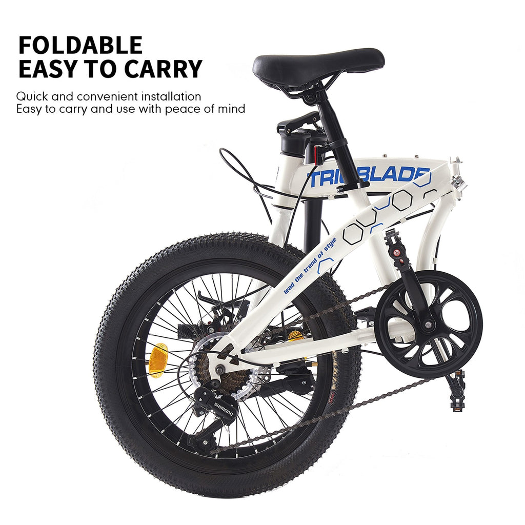 Folding Bicycle 20 Inch Bikes for Adults 7-Speed Variable Foldable City Bicycle