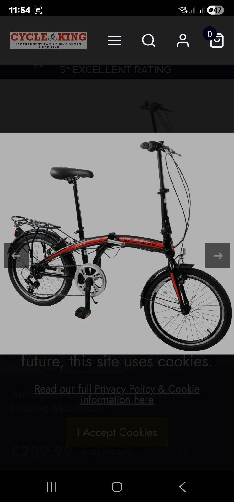 Ammaco Pakka Lite 20 Inch Wheel 6 Speed Alloy Folding Bike Silver