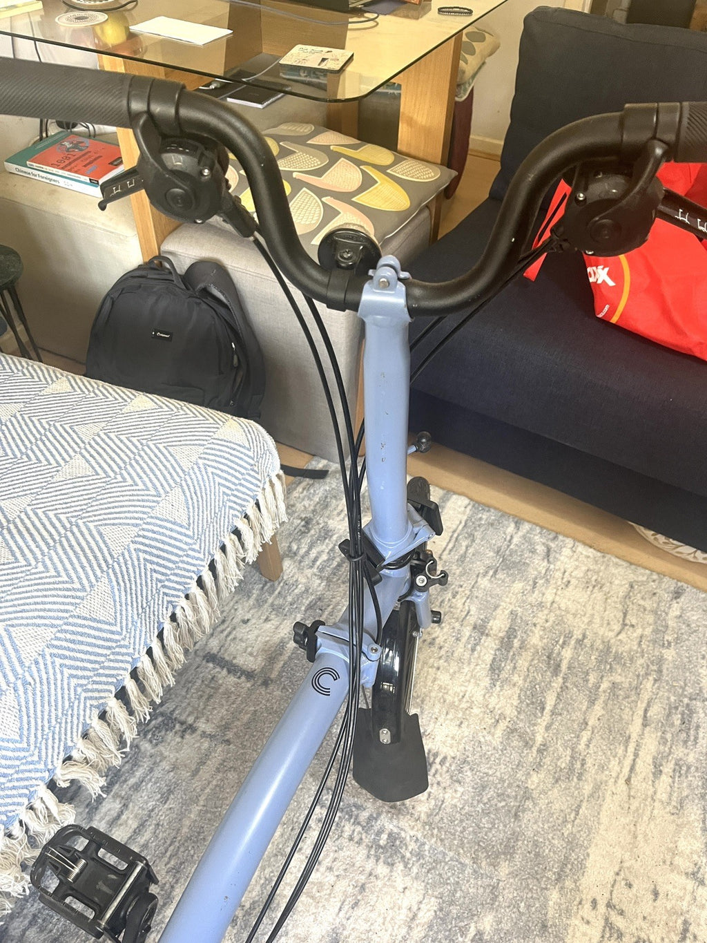 Brompton C Line Explore Mid Handlebar Folding Bike - Cloud Blue M Handlebar 2023