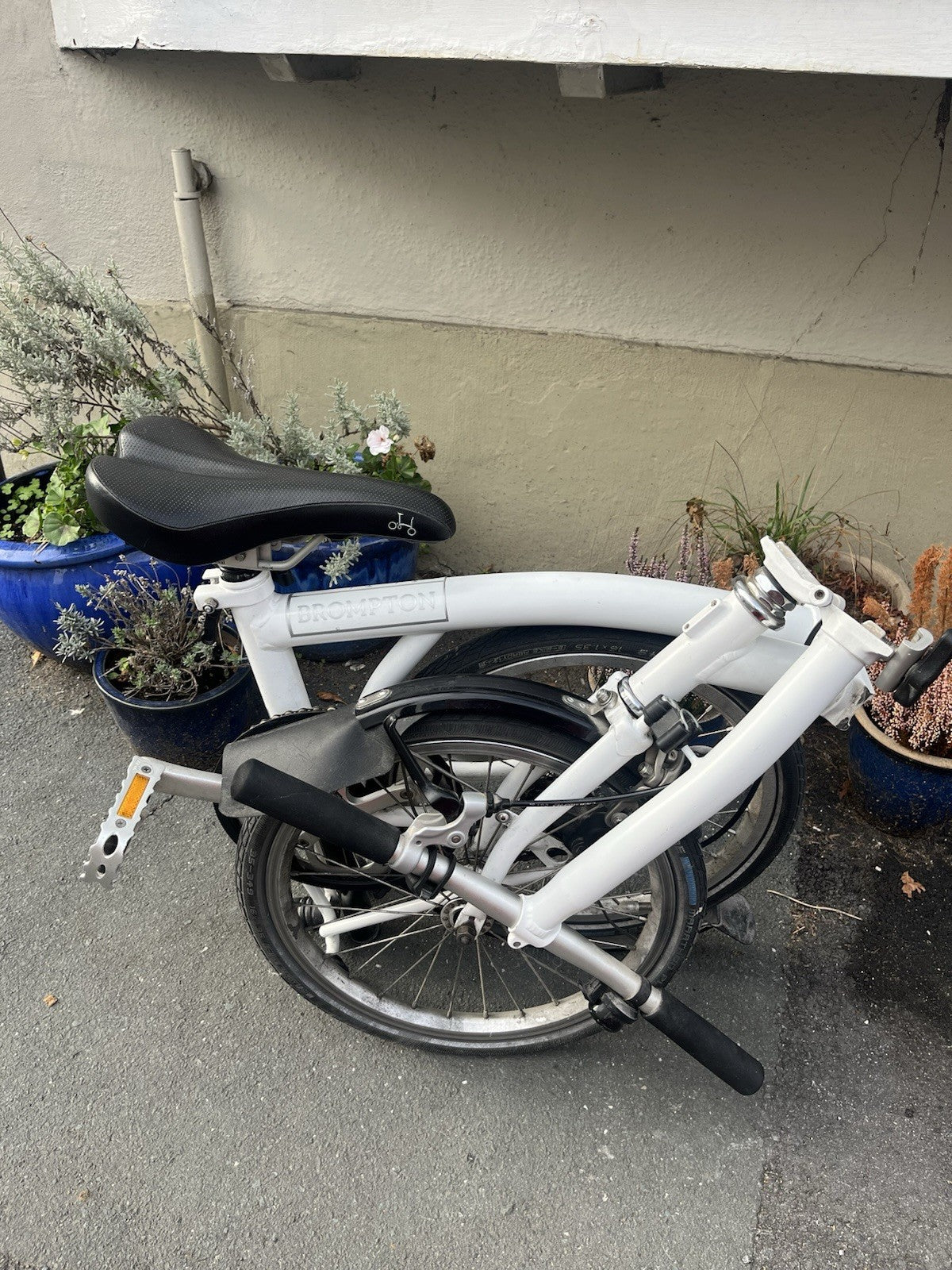 Brompton S1L Folding Bike In White With Black Upgrades