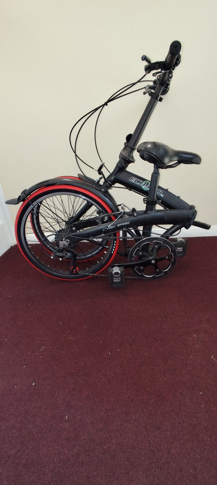 Ecosmo Alloy Folding City Bicycle (20 inch) Black,7 Speed SHIMANO