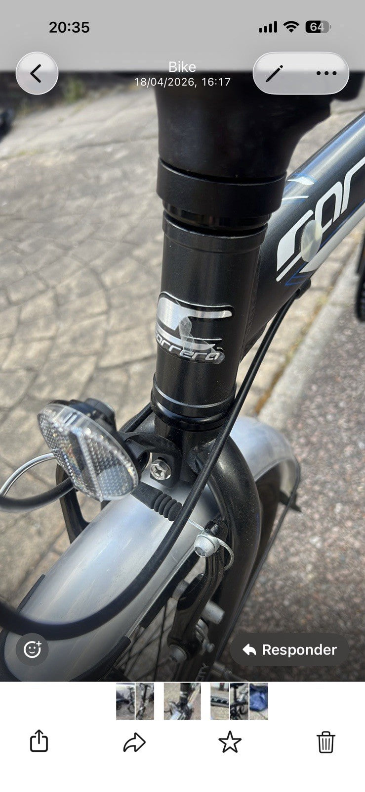 Carrera Folding Bike 20in Medium Black/Silver V-Brake Rack Mudguards Bell