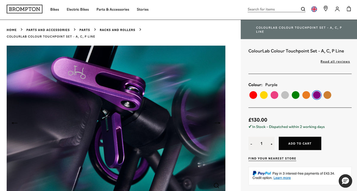 Brompton Bike ColourLab Colour Touchpoint Set - A, C, P Line Purple RRP£130