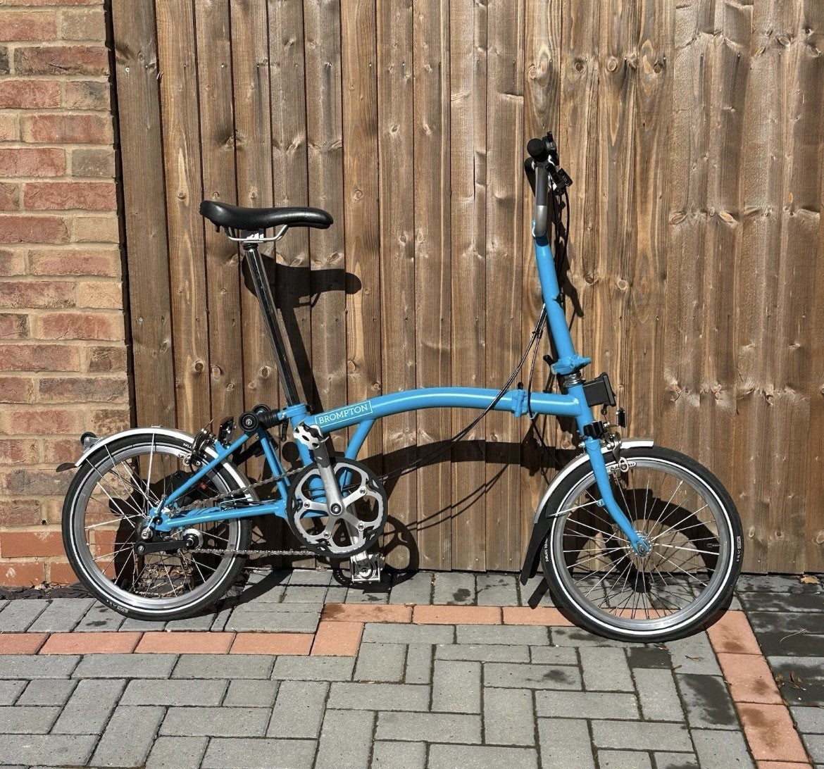Brompton M3L Folding Bicycle Lagoon Blue Bike with Carry Bag