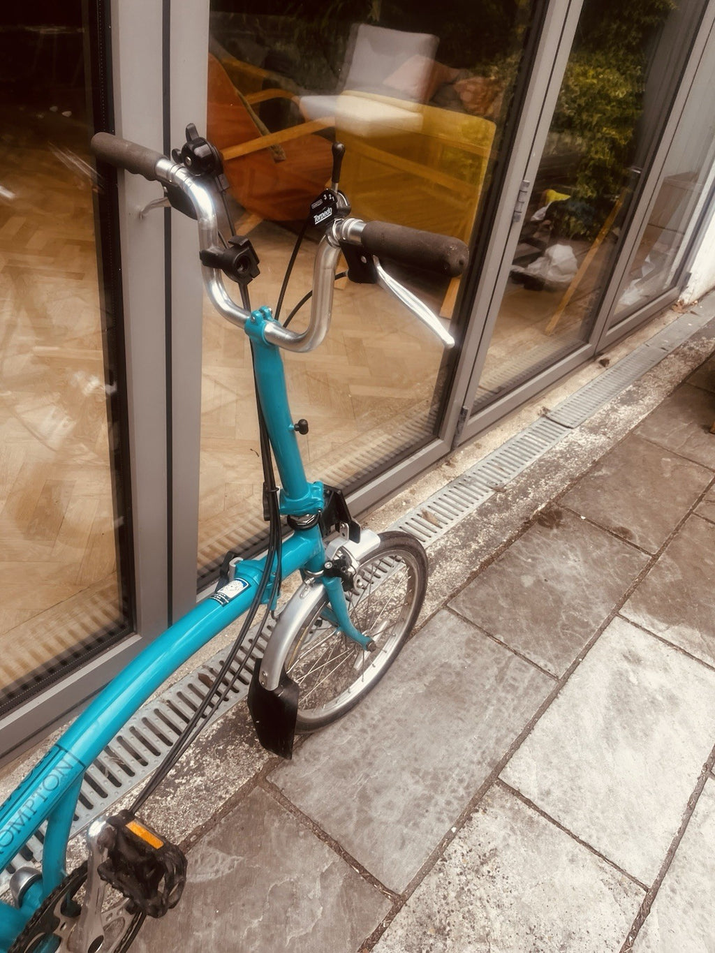 Brompton Folding Bike. Classic M3L model. 3 speed, lock and pump.