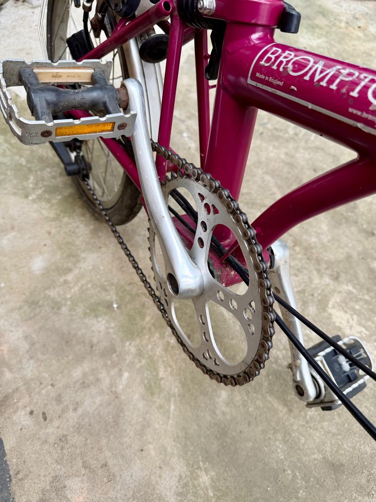 Brompton Folding Bike M3L in Pink with Mudguards and bag holder