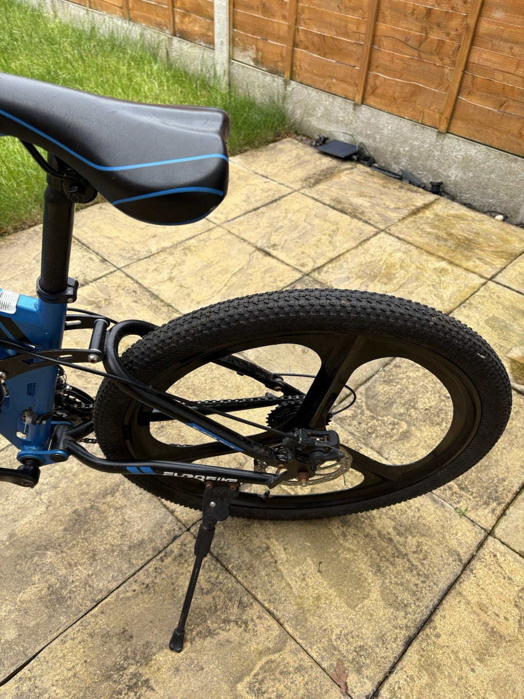 Eurobike G4 Folding Mountain Bike 26in 17in Full Suspension 21sp Disc Blue/Black