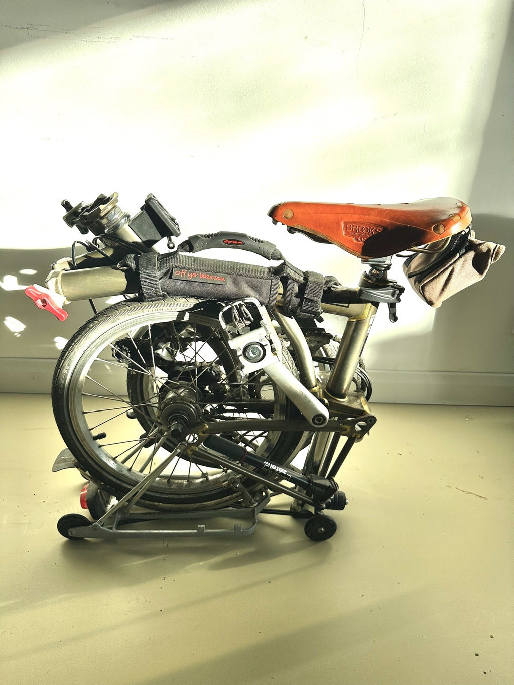 Brompton 6 speed C Line Folding Bike in stylish raw lacquered finish. + Extras