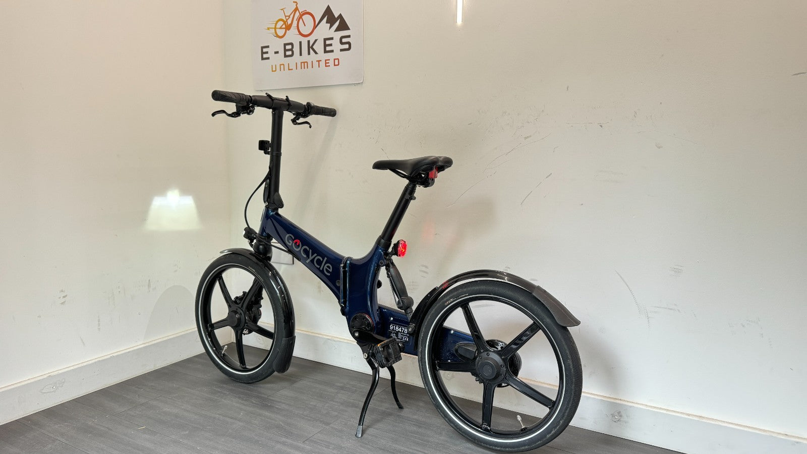 GoCycle GX Blue Folding Bike with only 200 miles Mudguards lights EXCELLENT
