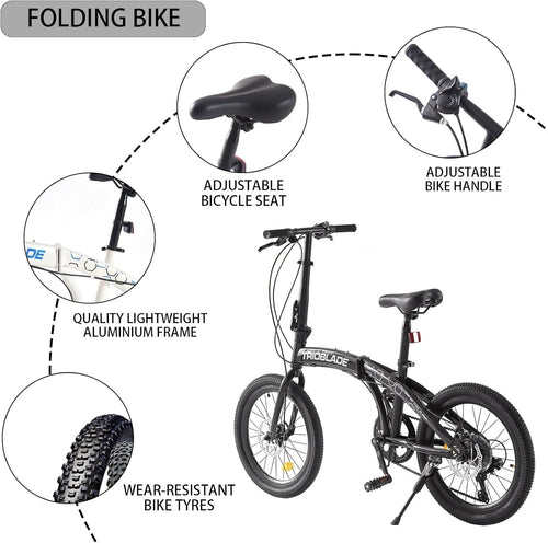 20” Folding Bike Lightweight Aluminum Frame 7-Speed Shimano Disc Brakes