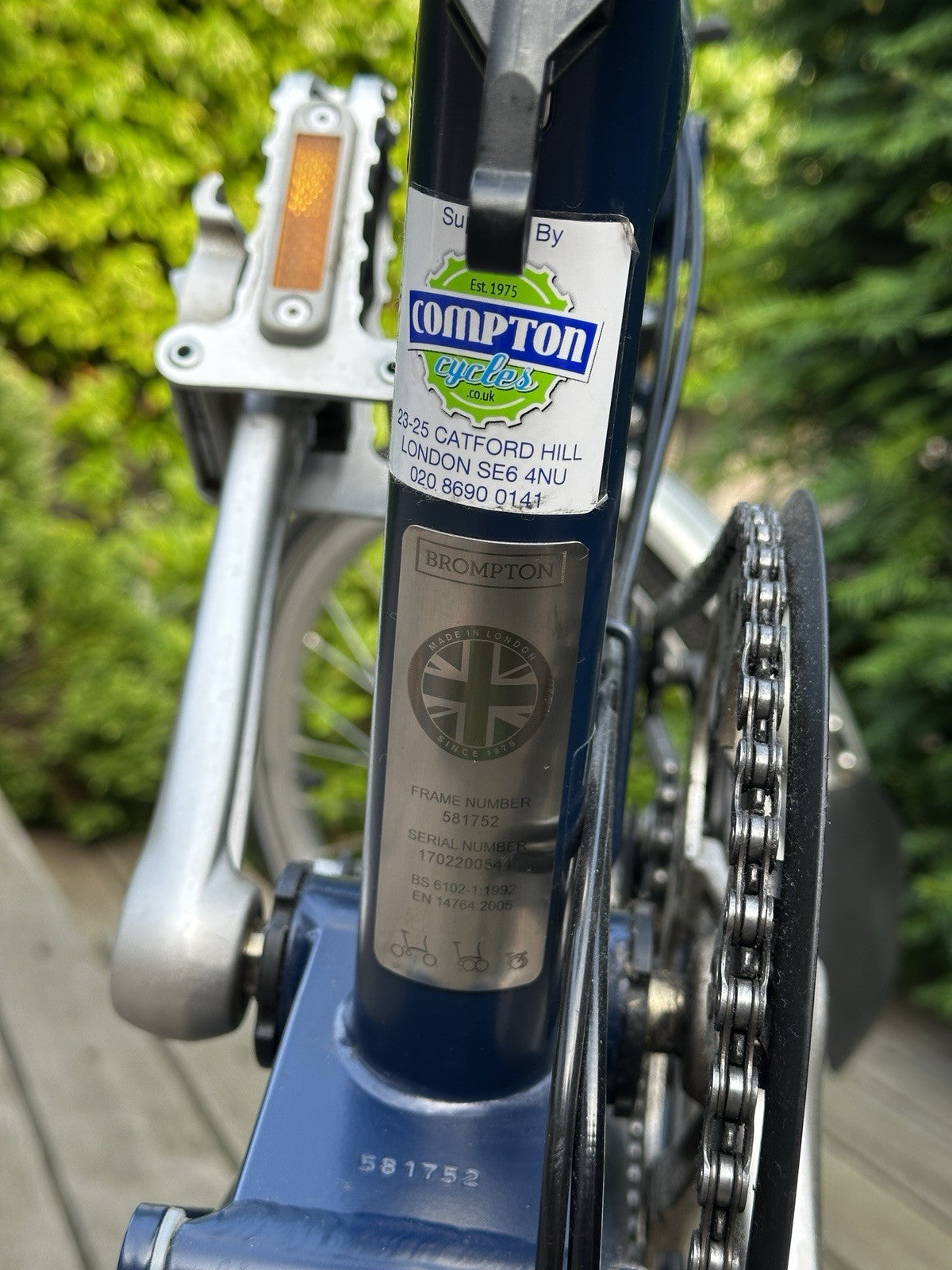 Brompton S3RU Folding Bike 3-speed, Navy Leather Saddle Excellent Condition