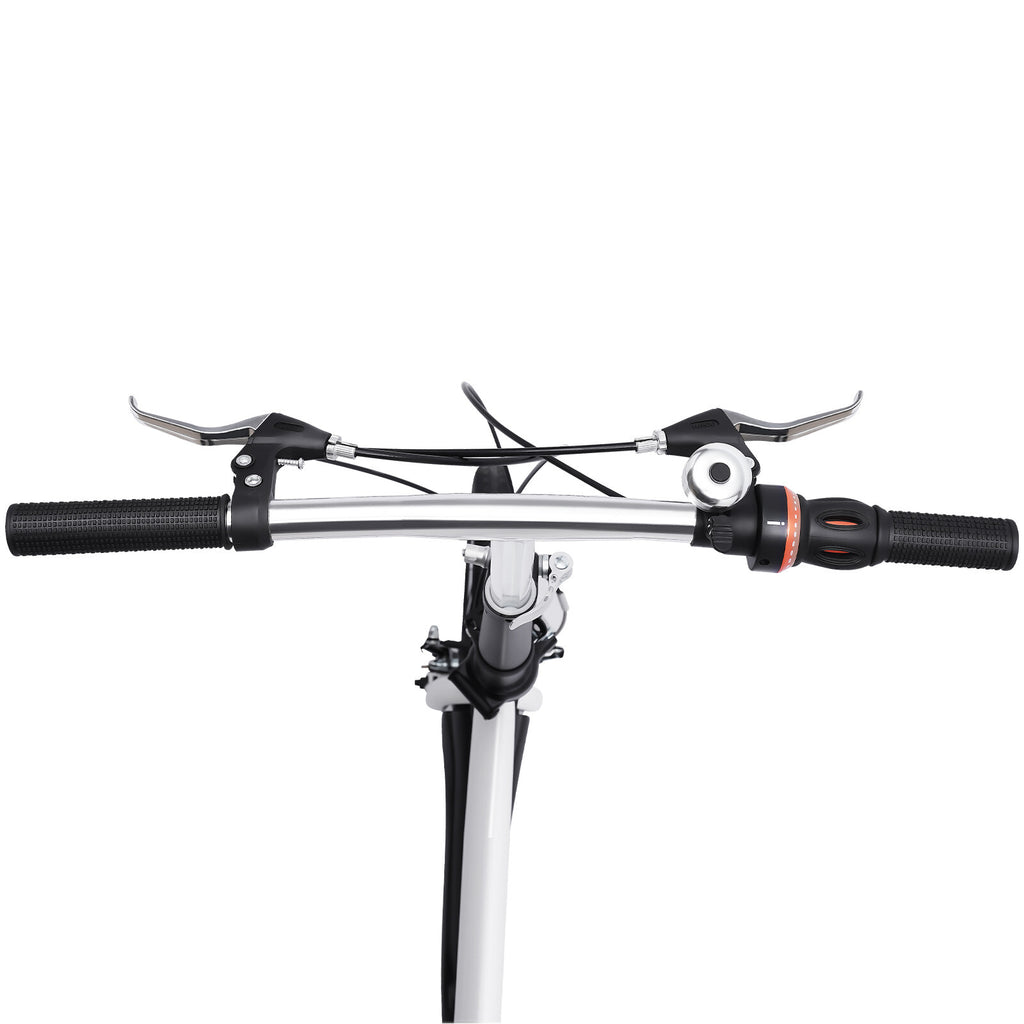 White Folding Bike Foldable City Bike for Adult 20" Commute Bicycle 6 Speed Gear