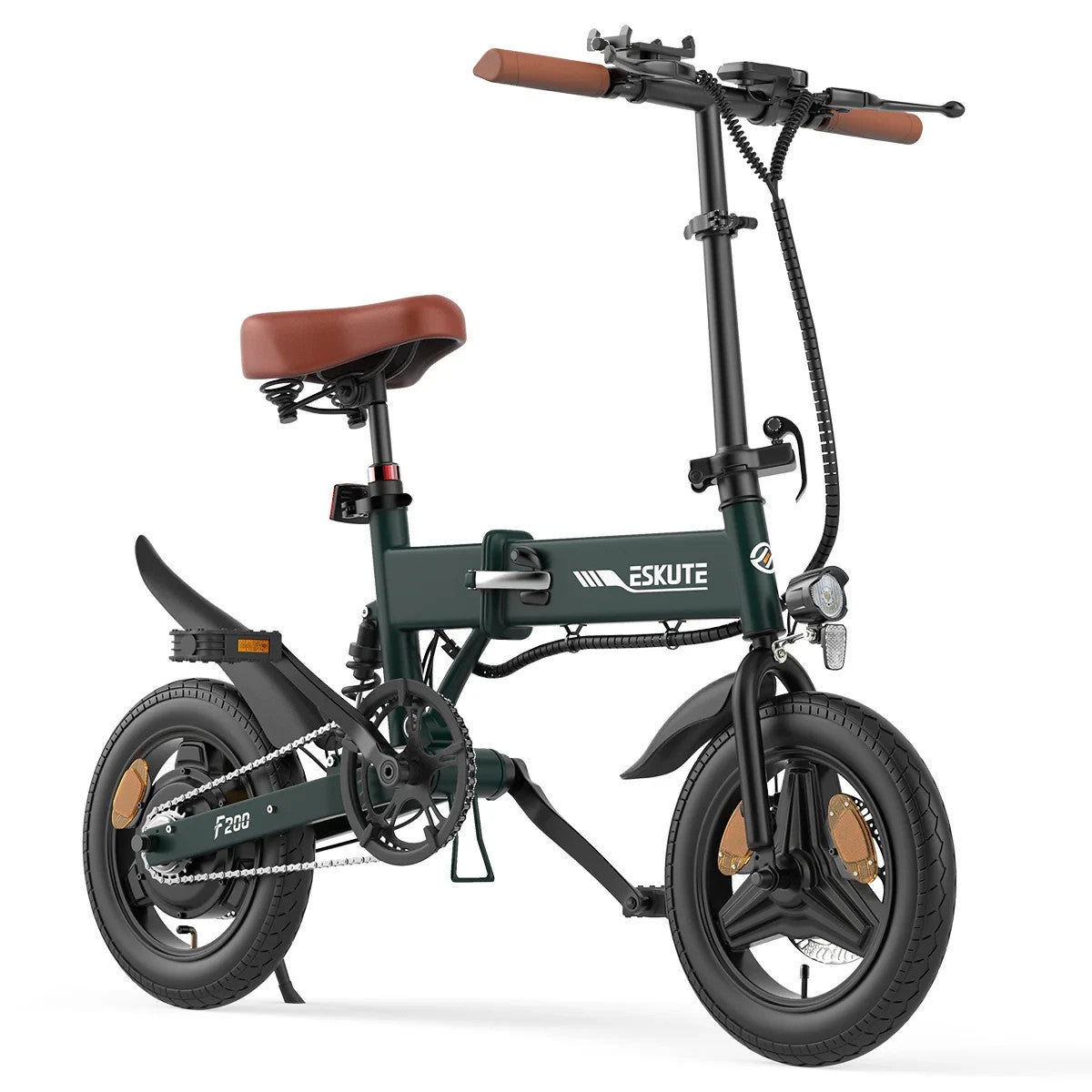 14" Portable Commuter Bike 50km 36V 7.8A Folding City Bike Full Disc-F200R Green