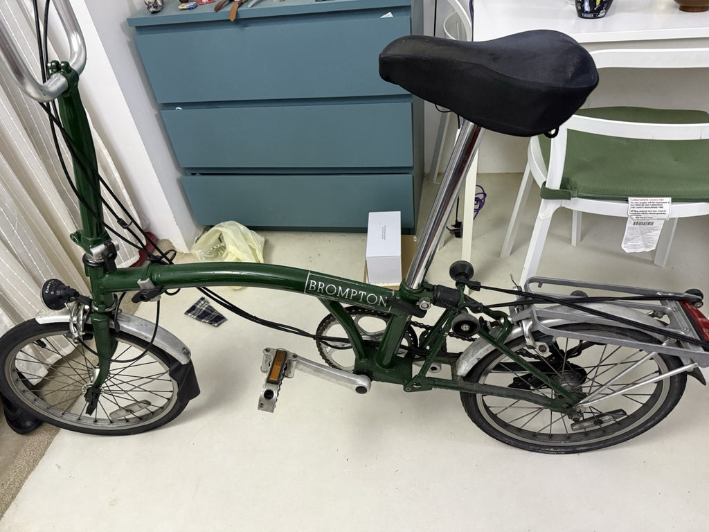 Brompton M3R Folding Bike Green, Mudguards & Rear Rack, Side Pull Caliper