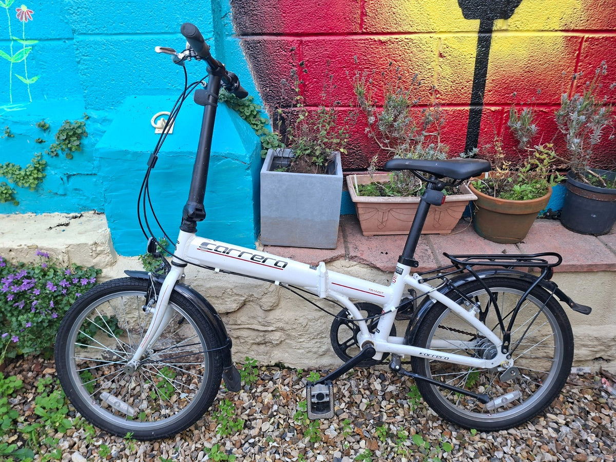 Carrera Transit Folding Bike 20” Wheels 8 Speed Alloy Frame Rack