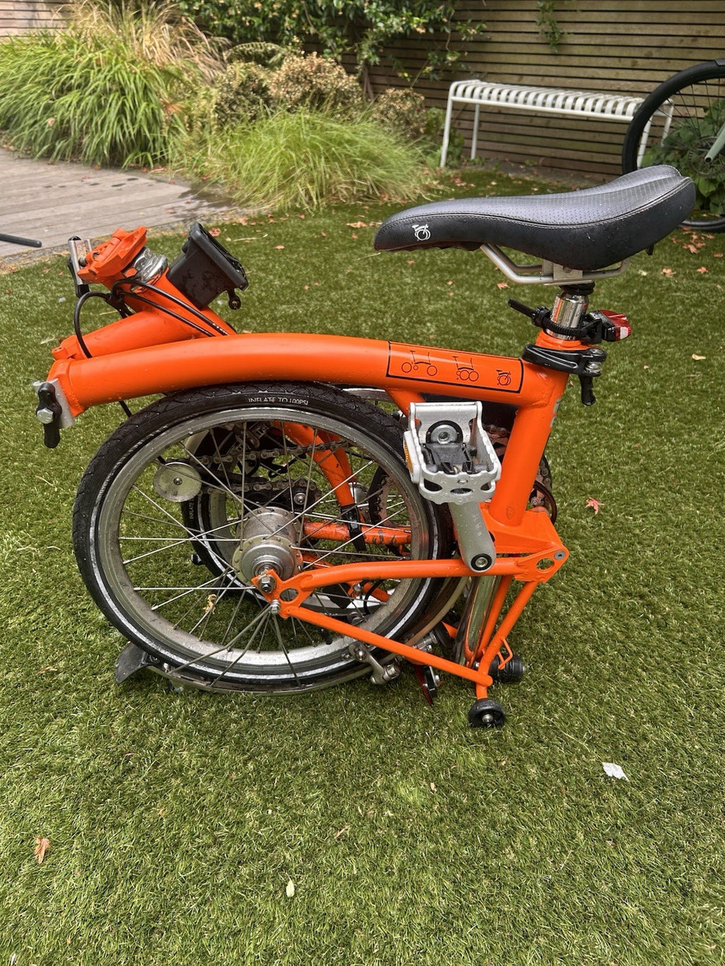 Brompton Orange 16in Folding Bike Hub Gears Mudguards Riser Bars Rim Brake