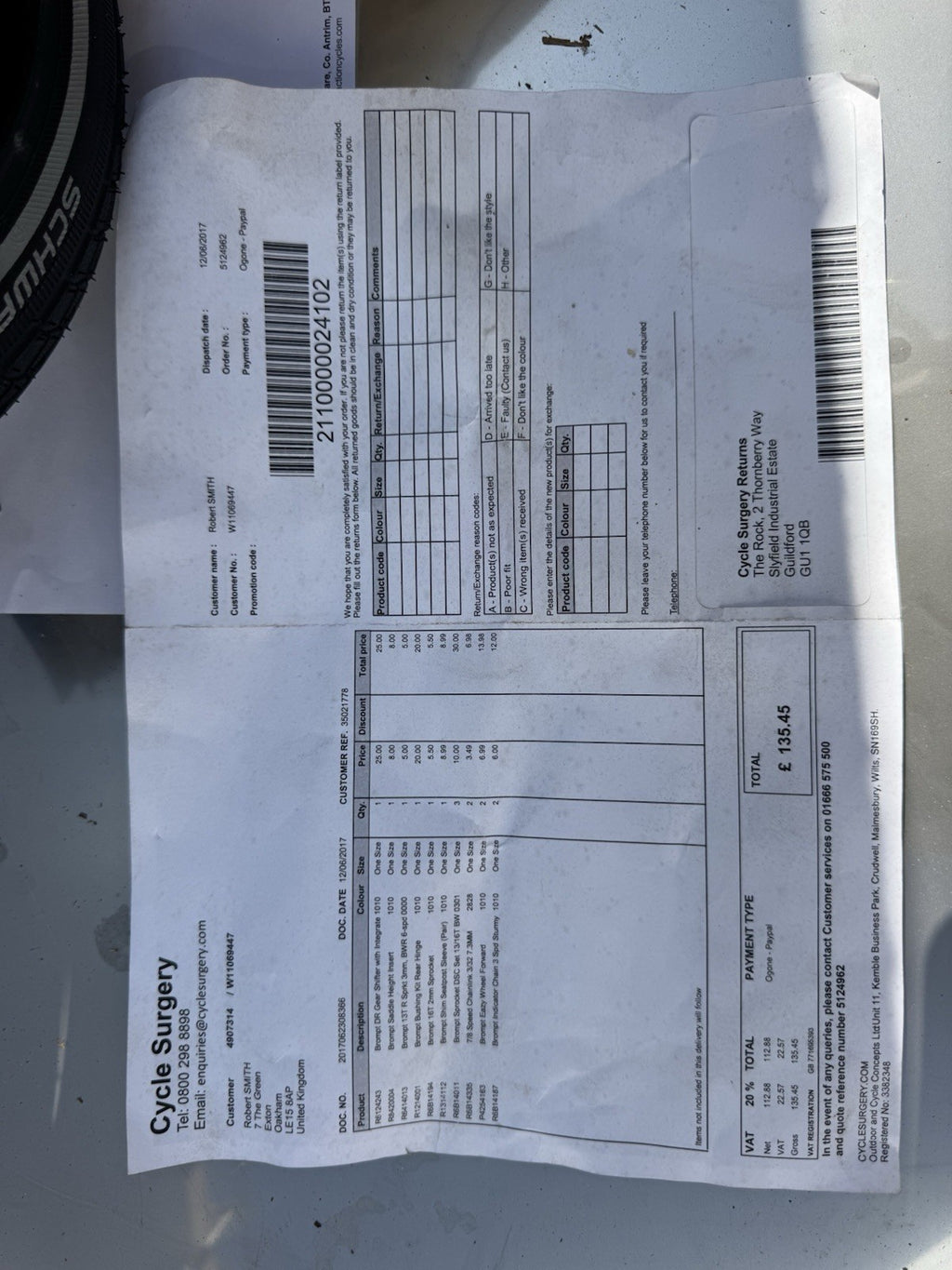 BROMPTON Various Parts Cost £135 - All NEW