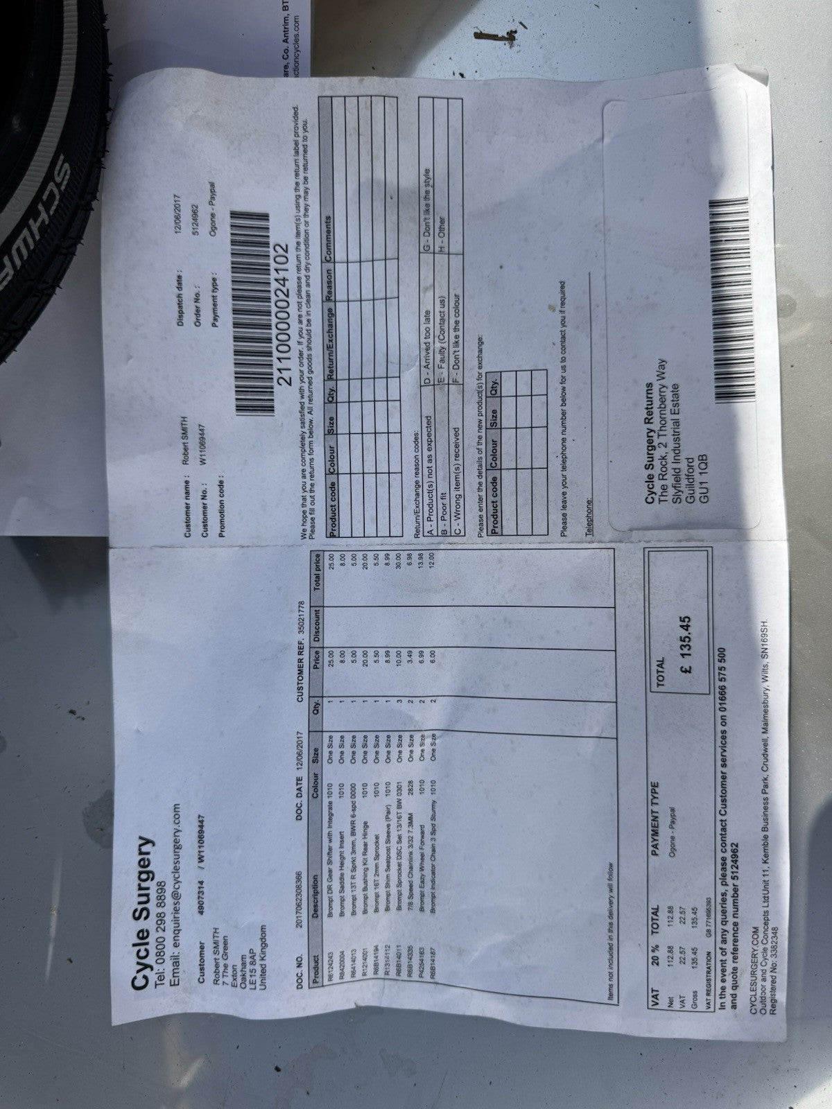 BROMPTON Various Parts Cost £135 - All NEW