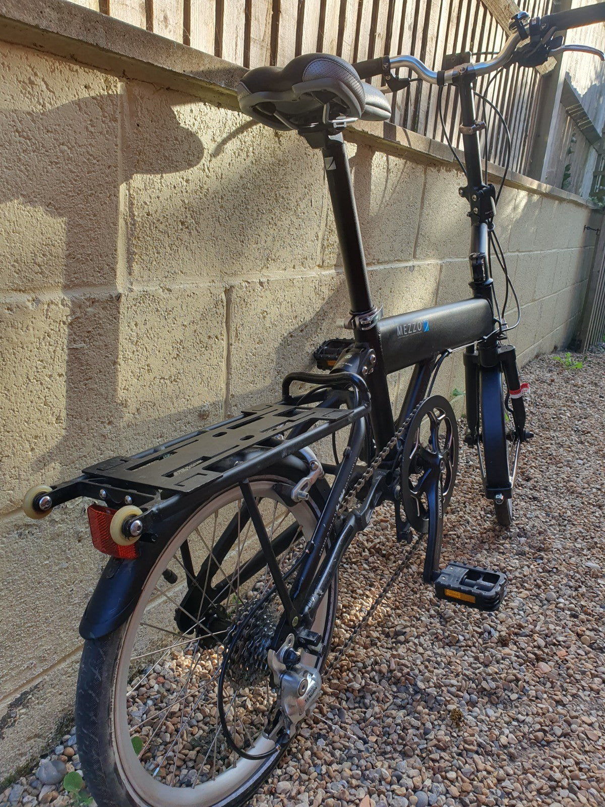 Mezzo D9  9-speed folding bicycle, black, very good condition, with carry bag.