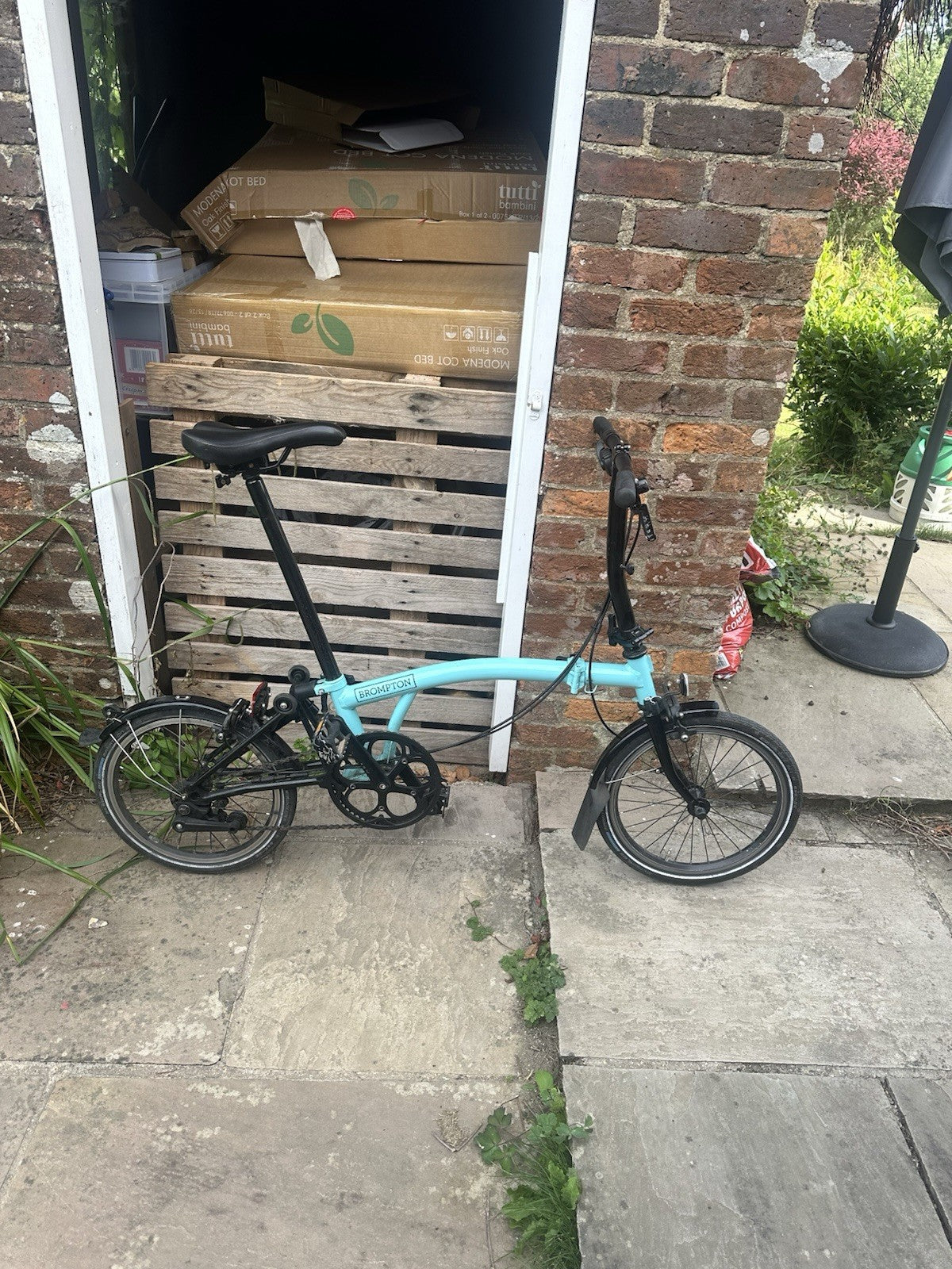 Brompton Folding Bike 2 Speed Blue/Black 16in Wheels with Mudguards