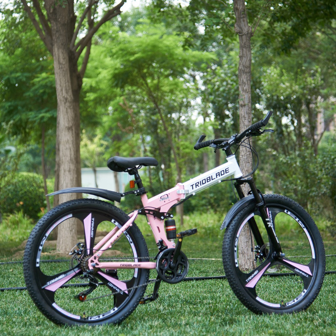 26 inch Foldable Mountain Bike 21 Speed Transmission System Adult Bike Pink