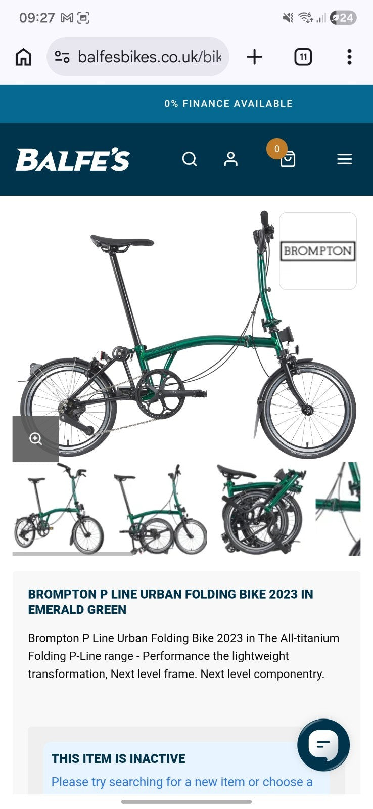 Brompton P Line 4-Speed - Urban Low Handlebar Folding Bike - Emerald Green LTD!