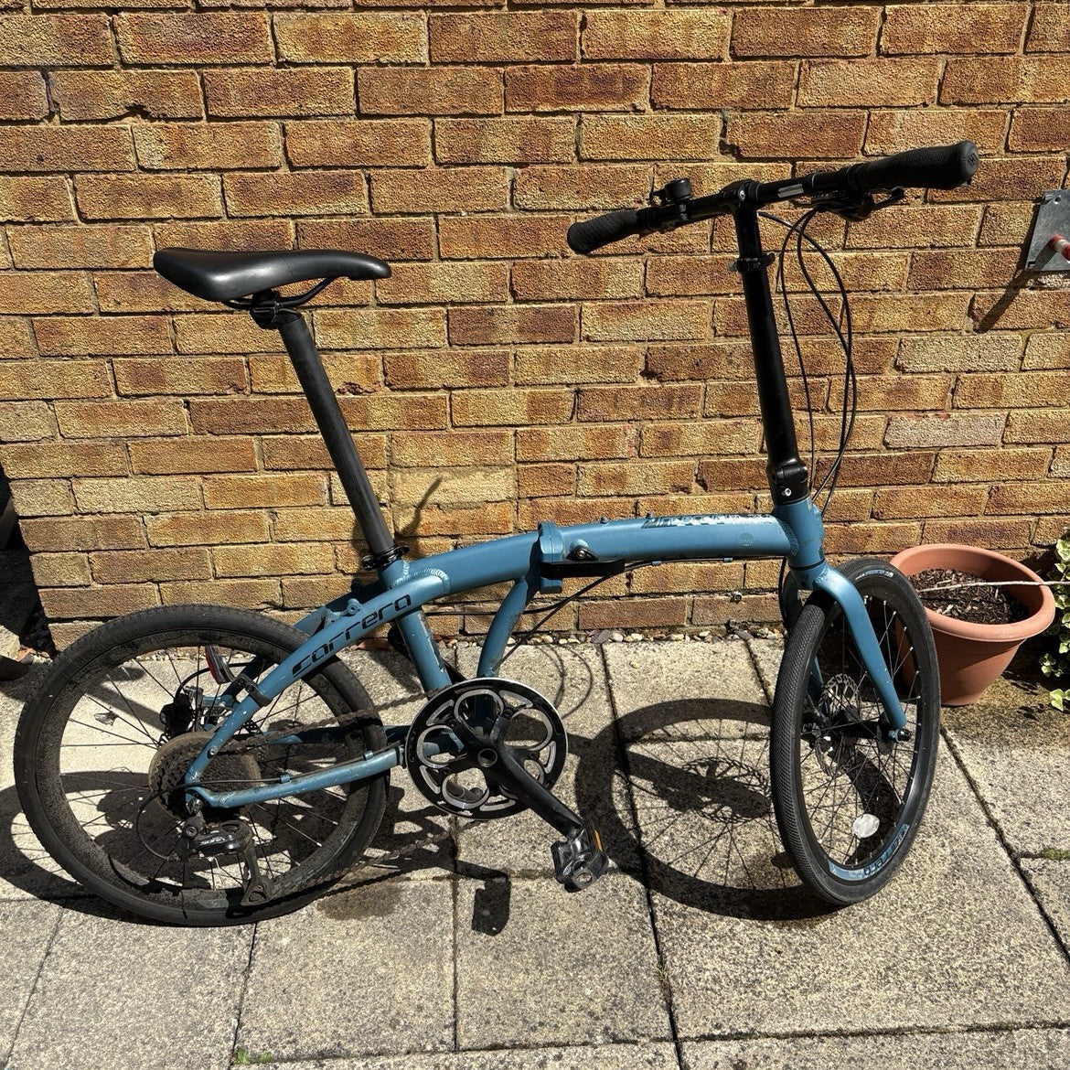 Carrera Intercity 20in Folding Bike Blue/Black, Mechanical Disc, Derailleur