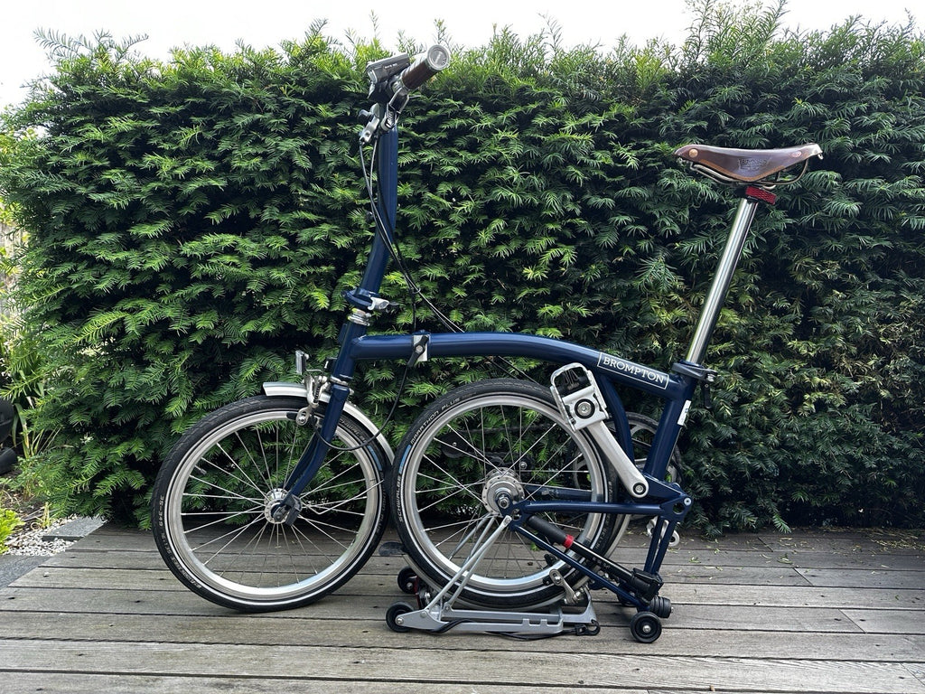 Brompton S3RU Folding Bike 3-speed, Navy Leather Saddle Excellent Condition