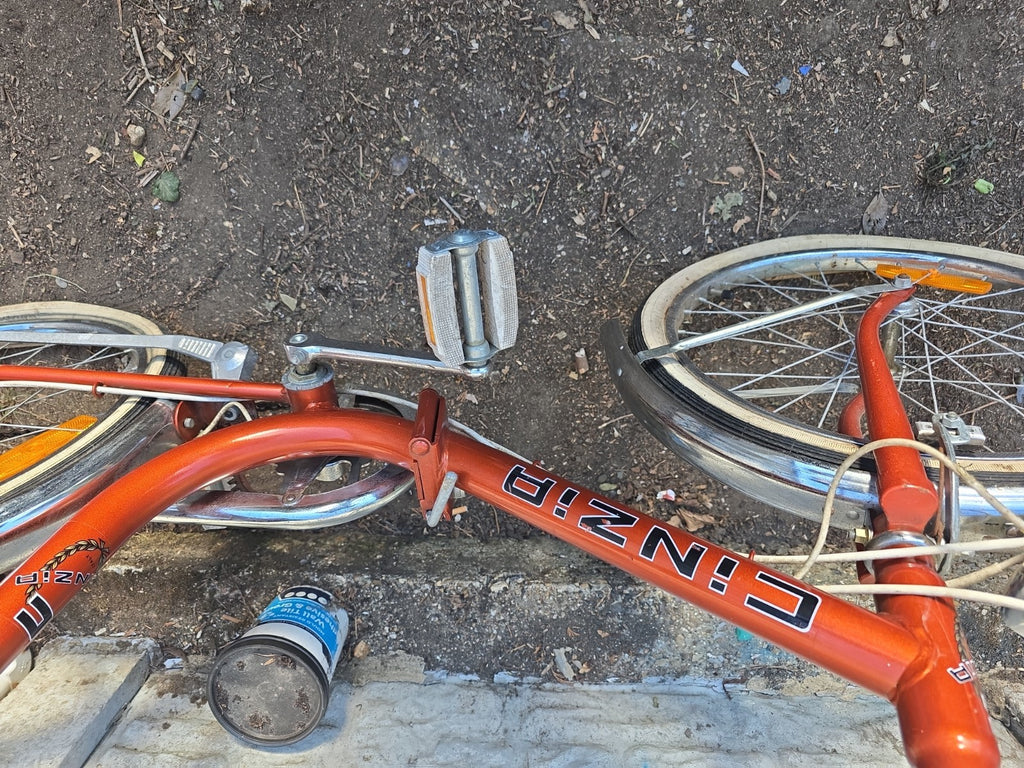 Cinzia Vintage Folding Bicycle Orange Frame Made In Italy 1980s Used Condition