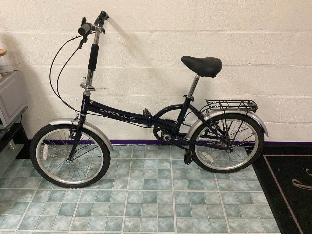 Pair of Apollo 20in Folding Bike Blue/Silver, Rear Rack, Mudguards & Reflectors