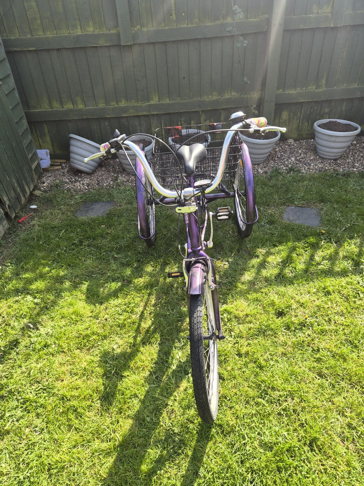 Jorvik Adult Tricycle Foldable 3 Wheeler Big Basket Black Purple Adjustable Size