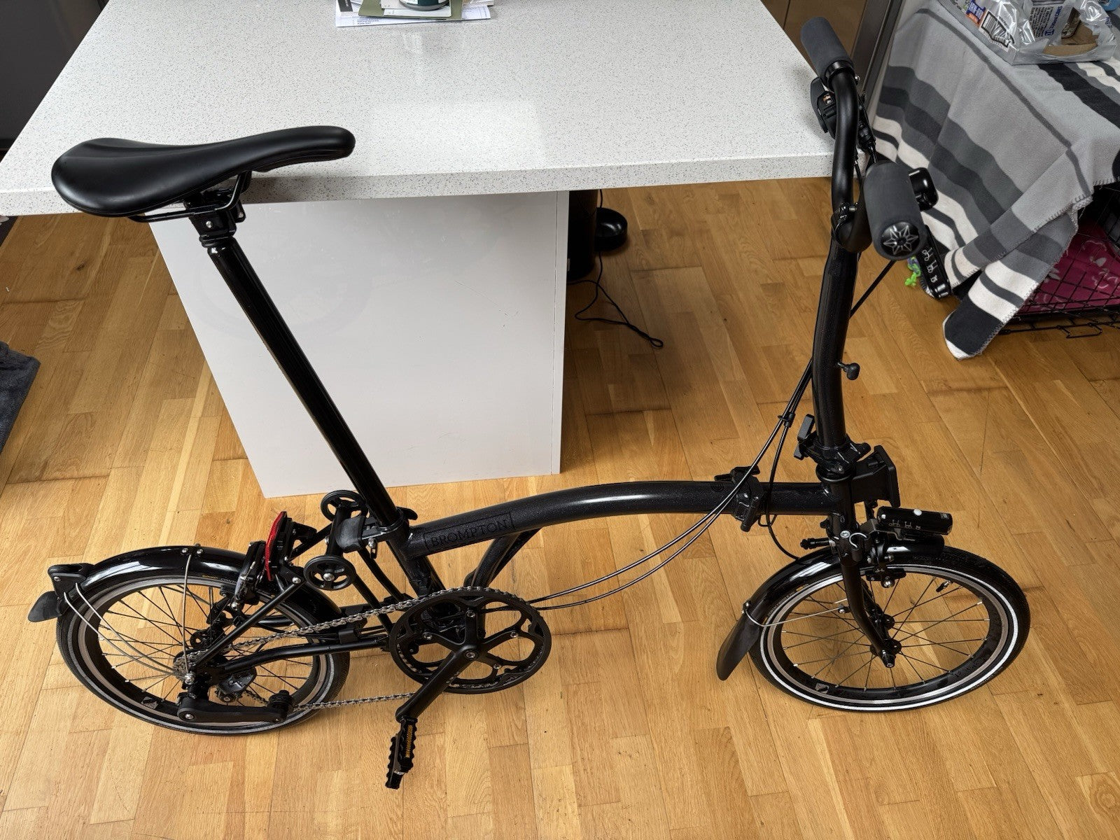 Brompton P Line 4 Speed 2023 Mid Handlebar Folding Bike - Midnight Black