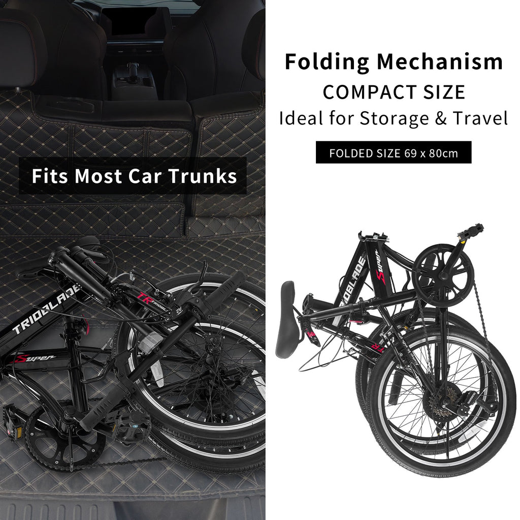 20 Inch Adult Folding Bicycle 7-speed Transmission System Folding Bicycle Black