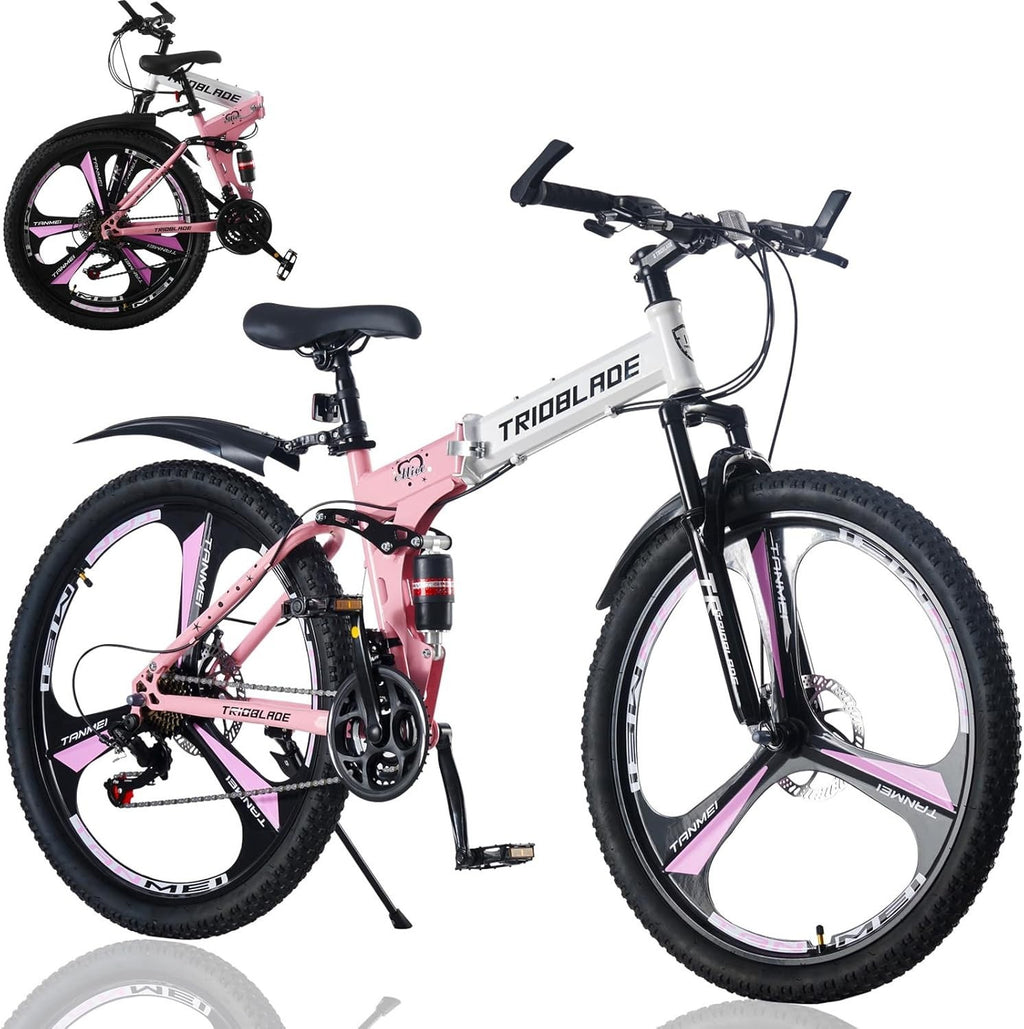 Foldable 26” Mountain Bike 21-Speed Dual Suspension Lightweight MTB