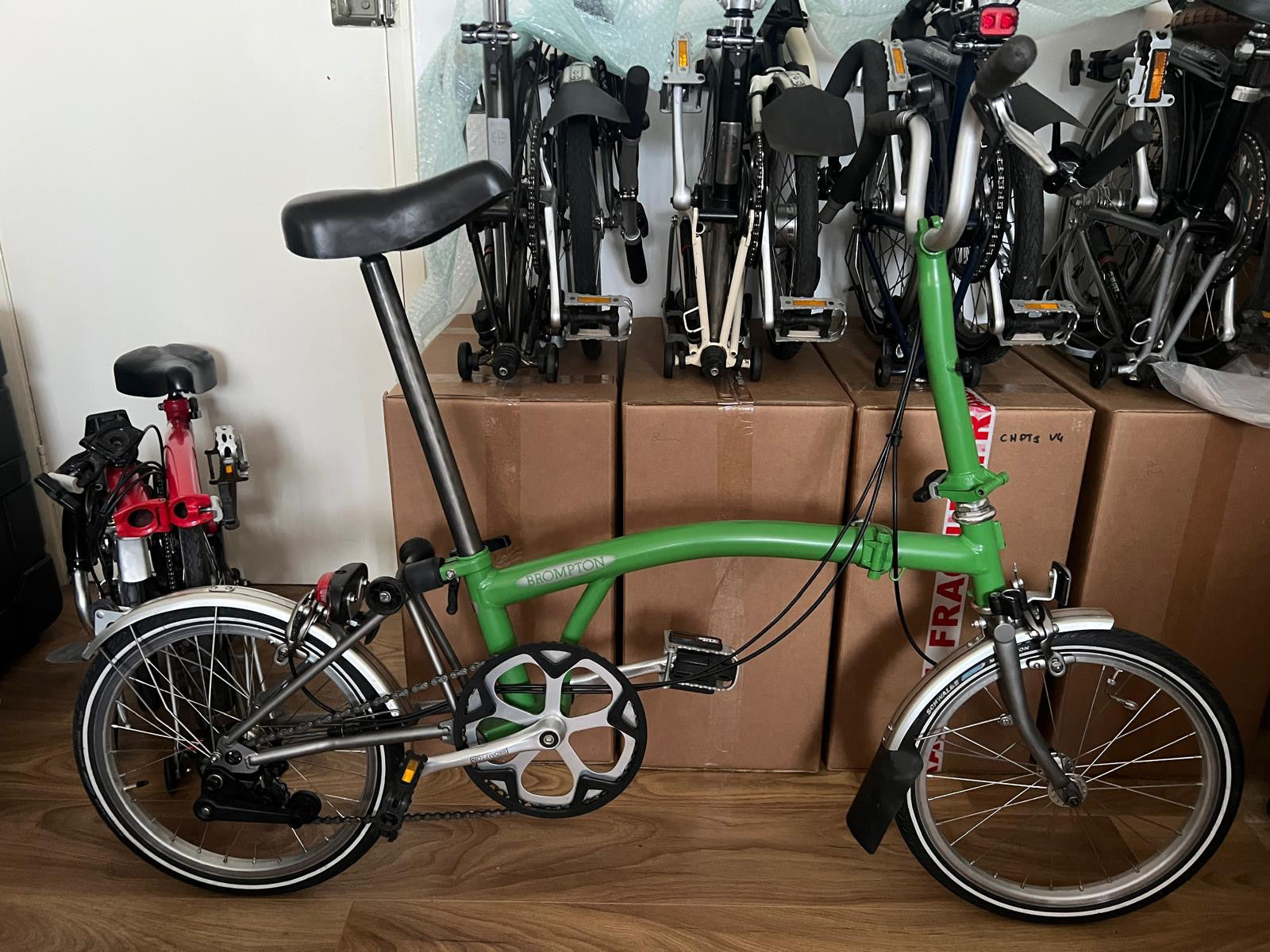 Brompton M2L- X  (2 Speed)  Titanium folding bicycle -Apple Green