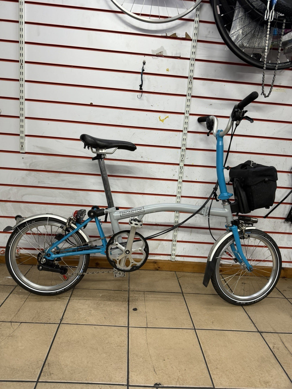 Brompton Folding Bike M6L Grey/Turquoise + Brompton Front Bag,excellent Con:
